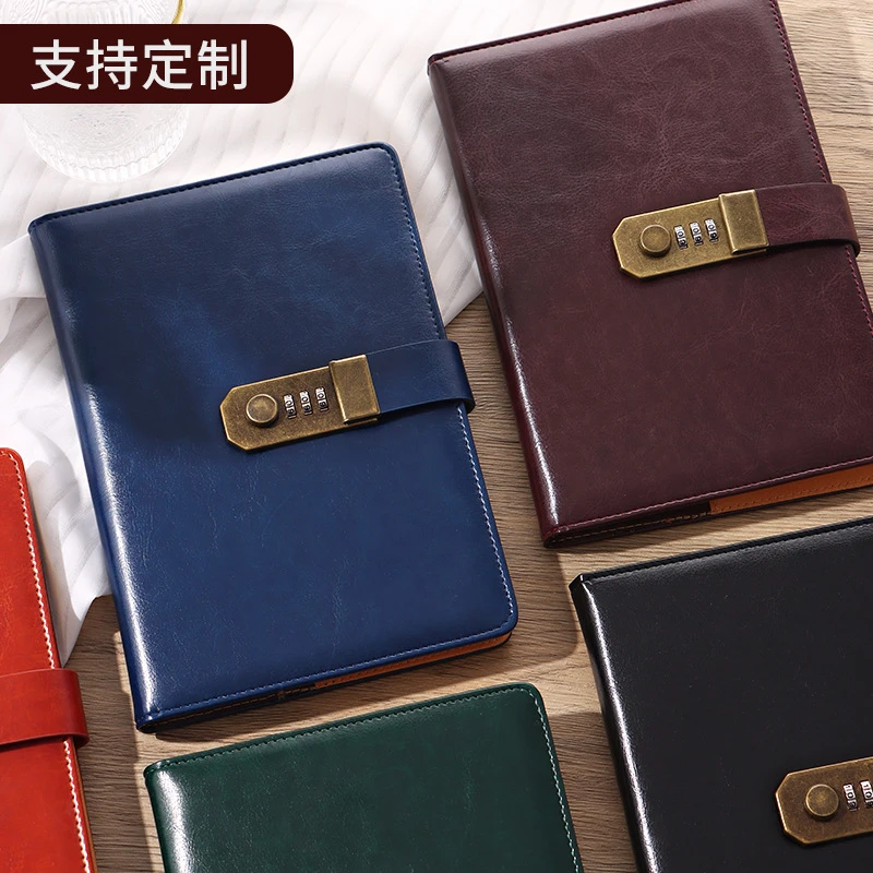 笔记本批发A5复古密码本带锁日记本商务创意工作手册手帐本印LOGO