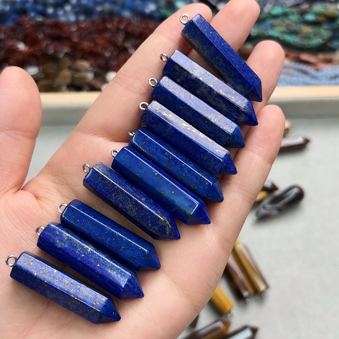 玛瑙/玉髓未镶嵌珠宝半成品10×14青金能量柱一颗