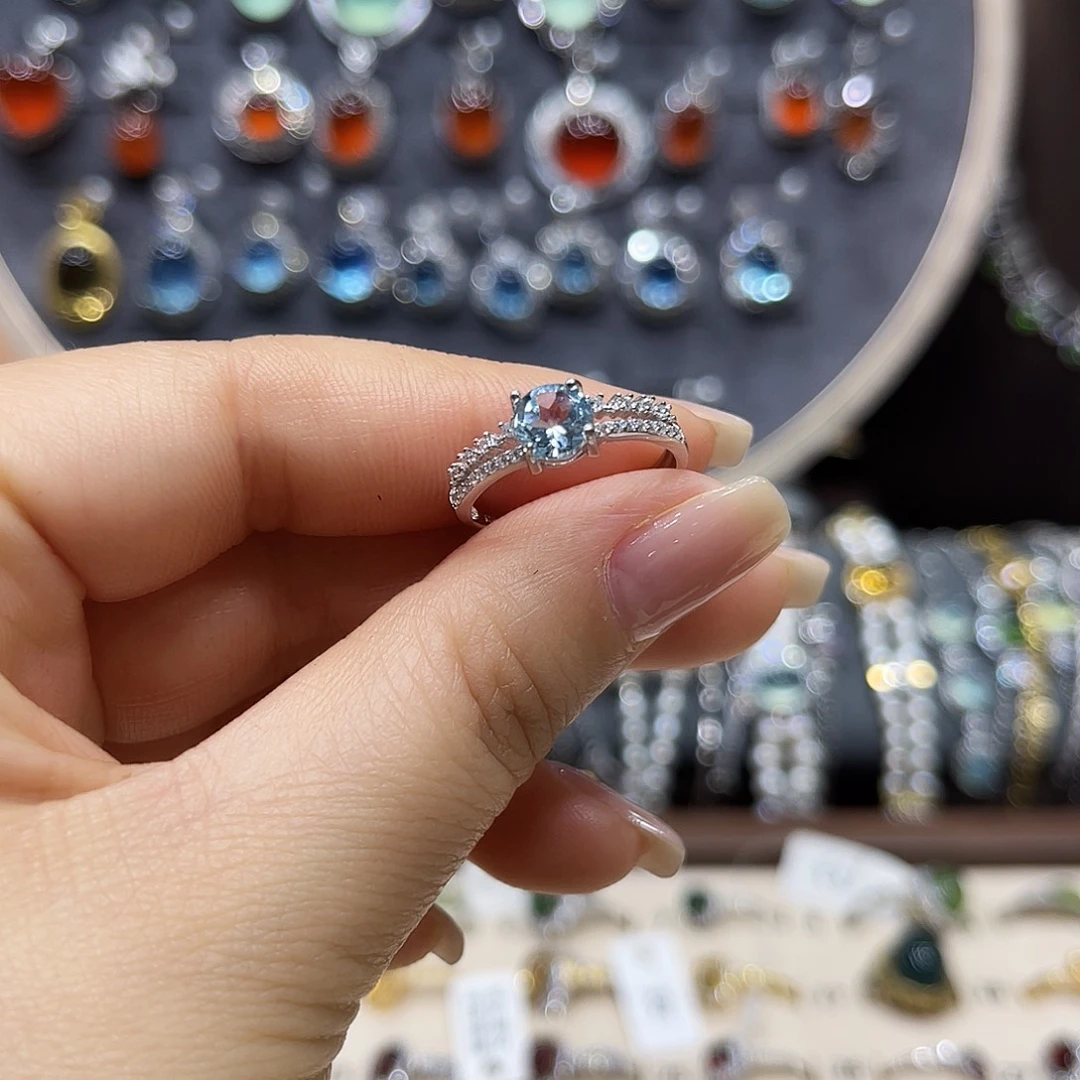 蛇纹石玉银S925镶嵌戒指