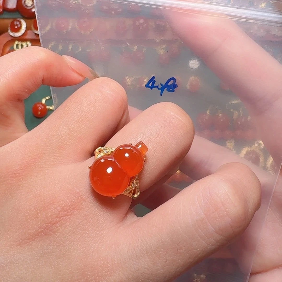 南红玛瑙银S925镶嵌戒指