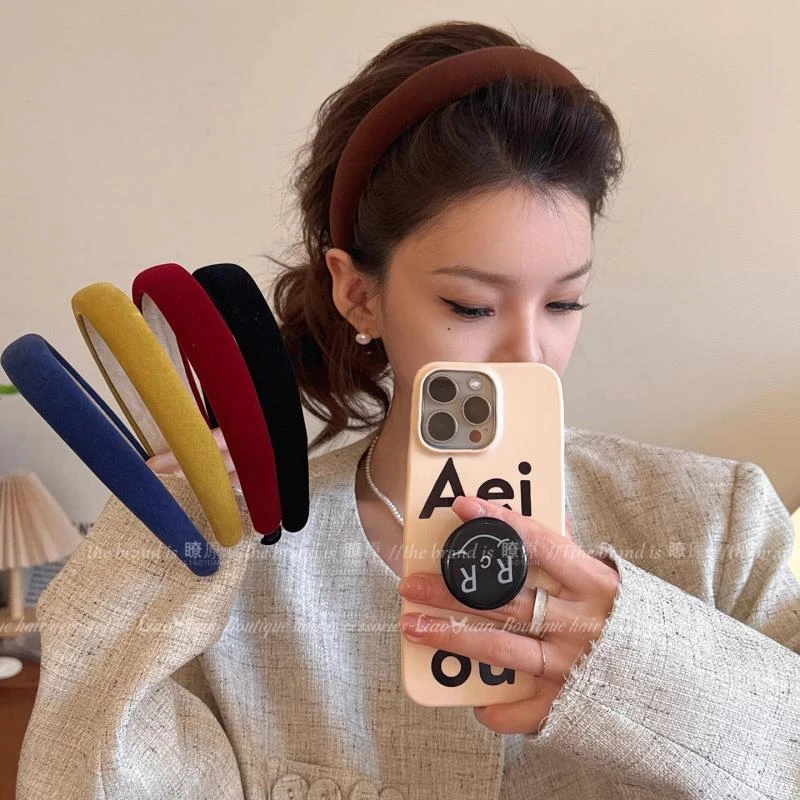 早秋覆古植绒简约加厚发箍2025新款显脸小高颅顶头箍发饰2025款