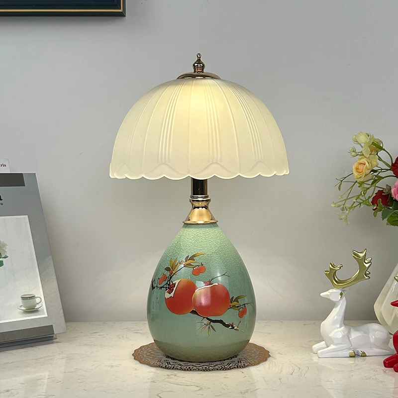 欧式陶瓷卧室床头灯时尚创意温馨浪漫USB调光充电触摸台灯家用