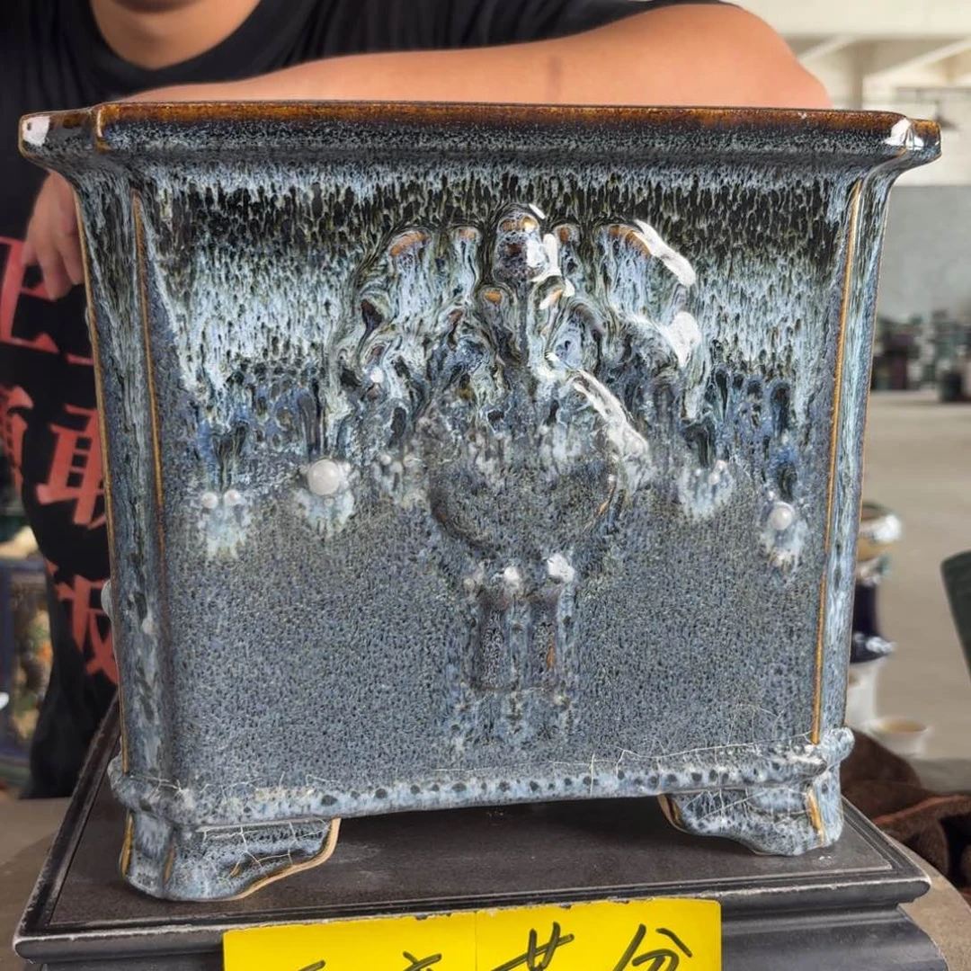 。一风堂石湾花盆 瑕疵烧大了 缝隙 内24*21