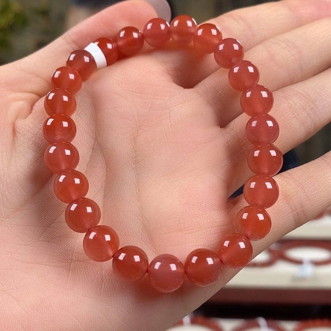 南红玛瑙未镶嵌手串原矿8mm 冰红保山高品