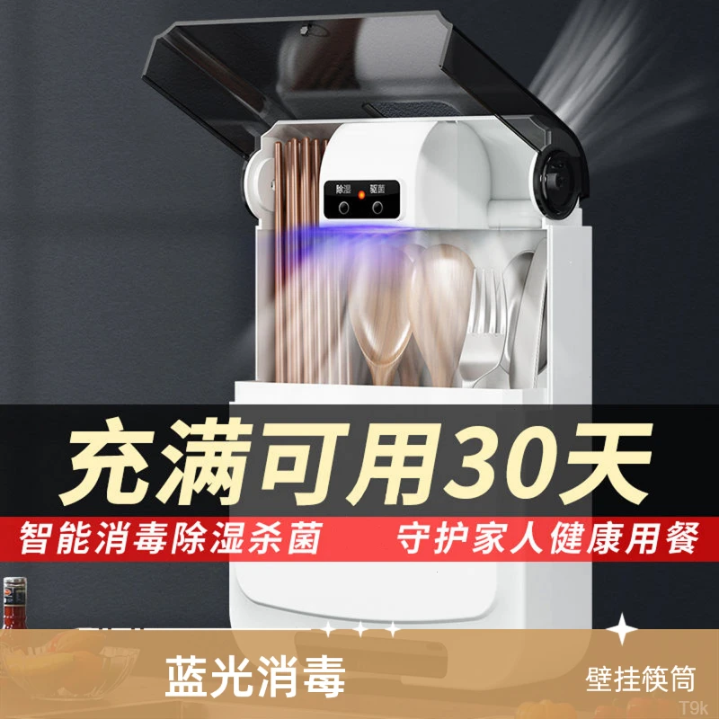 蓝光杀菌壁挂式防潮防霉速干智能消毒筷子筷子收纳筷子筒壁挂式