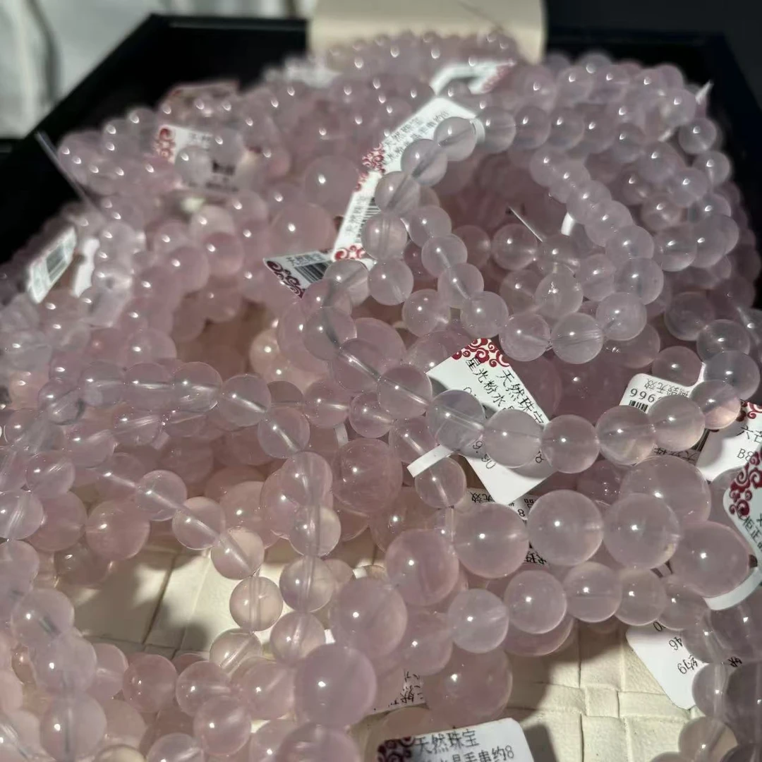 天然六芒星光粉水晶9m闺蜜手链女款送女生串珠手串