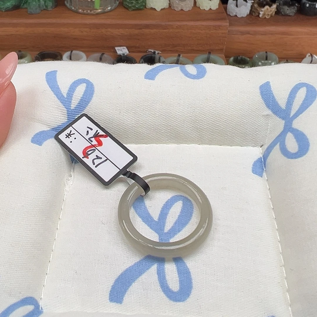 和田玉未镶嵌戒指M1烟紫泥鳅背18.9