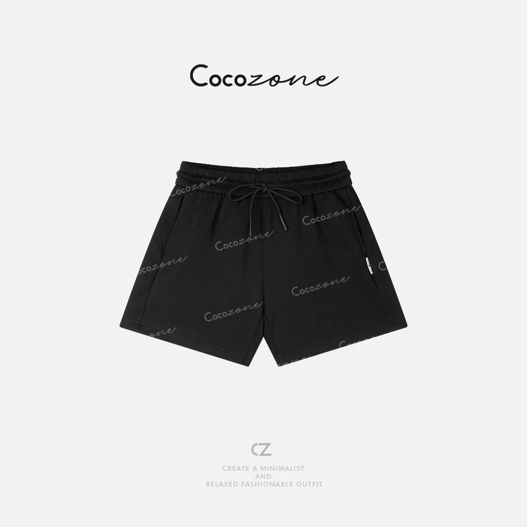 COCO ZONE 刘一一 修饰腰身显瘦简约松紧腰抽绳运动短裤CD1A0319