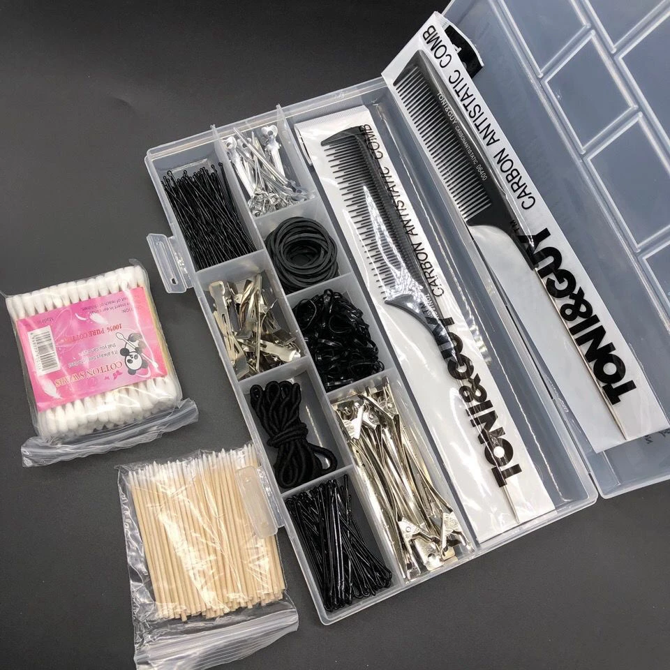 化妆师用发卡梳子透明塑料盒皇冠配饰大号分隔盒造型师整理透明