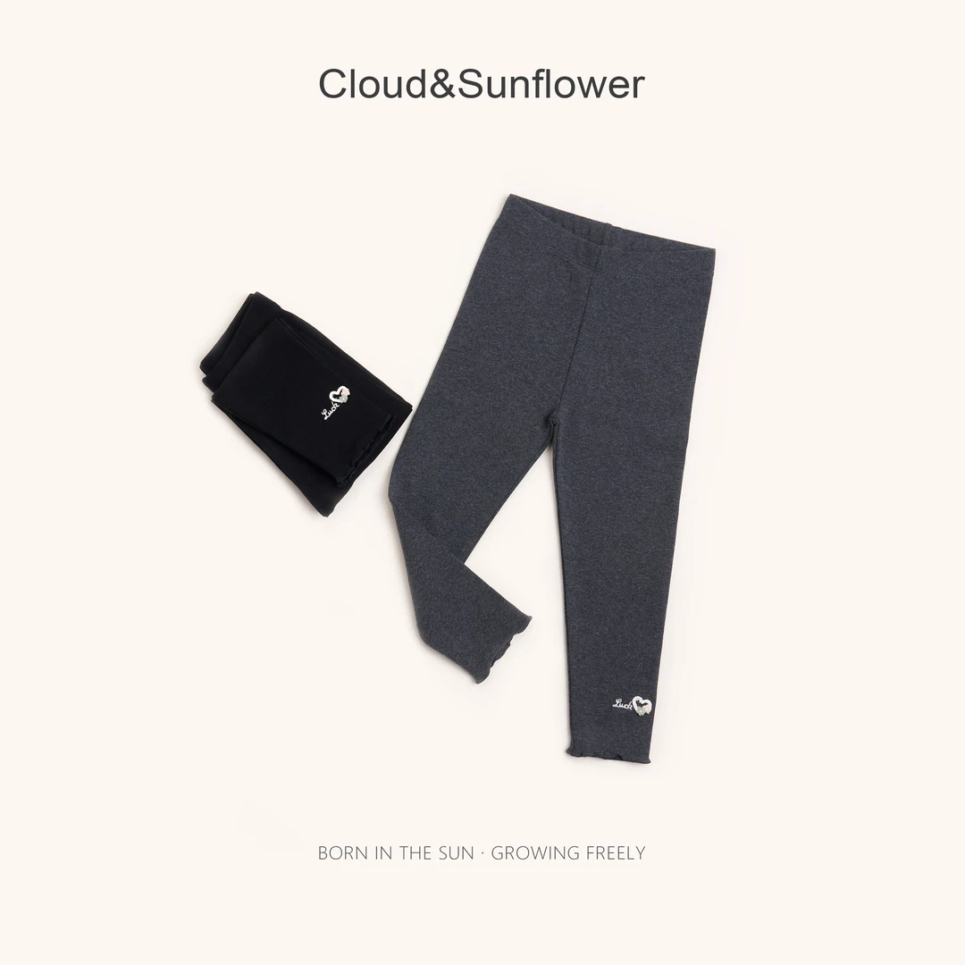 【云朵小葵】女童秋季高弹力裤脚爱心休闲打底裤 063