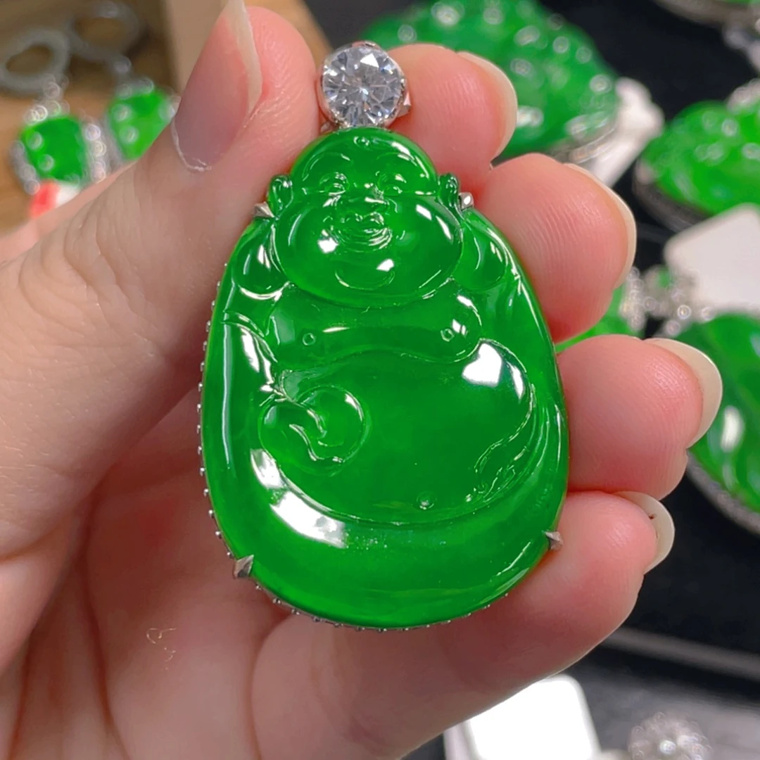 翡翠银S925镶嵌吊坠(不含链)