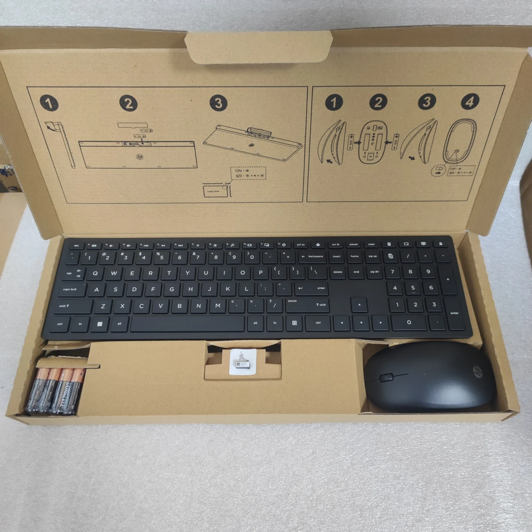未拆封 HP/惠普 HSA-P003K标准英文无线键鼠2.4G剪刀脚超薄金属