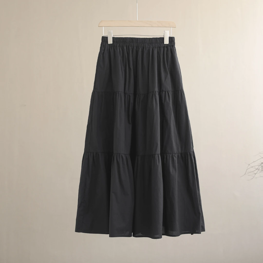 【纭季原创】衣长85时尚百搭夏款显瘦休闲蛋糕裙半身裙D24362