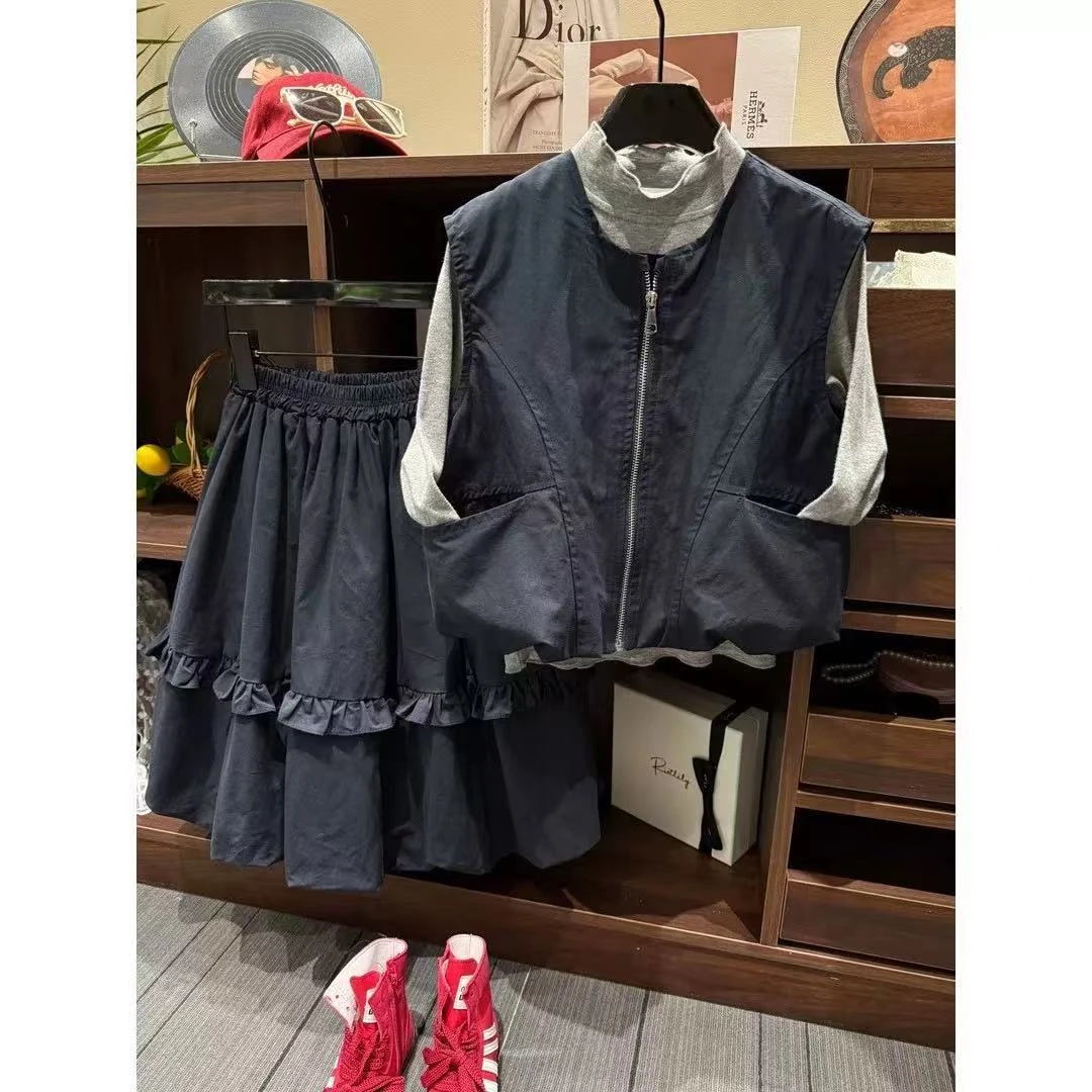 【小肥打板定制】时尚套装黑色网红时尚套装拼接运动秋冬季99681