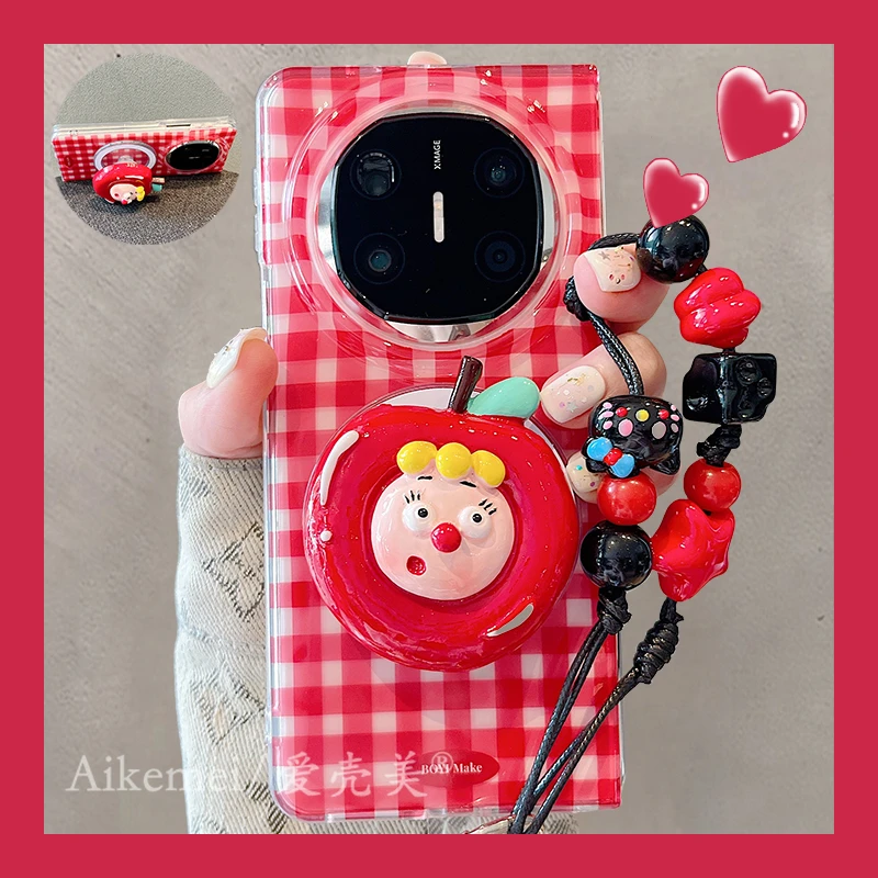 适用华为mateX6折叠屏手机壳MateX5典藏版红格苹果matex3磁吸支架