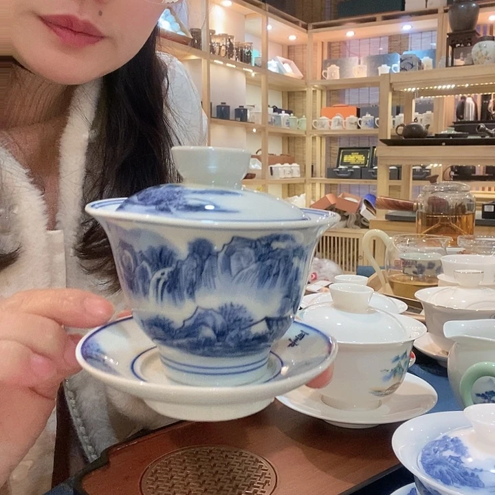 这个真好看青花瓷器盖碗