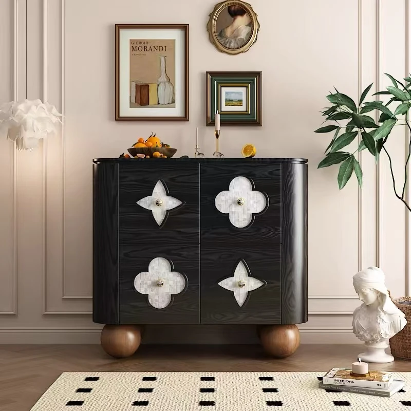 【白月光】四叶草双门柜餐边柜圆角储物柜贝壳多功能收纳柜抽屉式