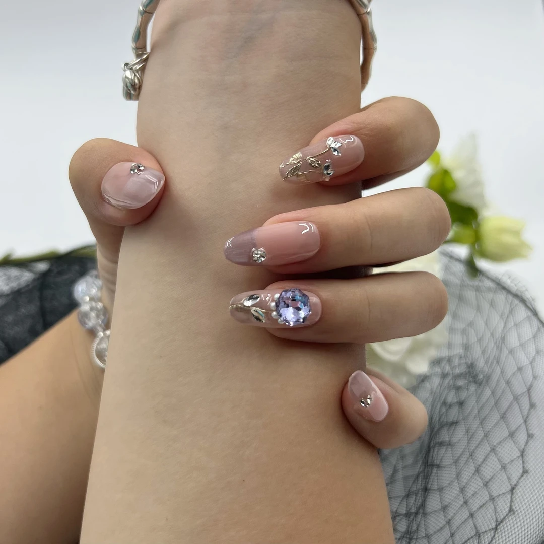 【MJ10008】时尚温柔粉高级感成品穿戴式手工美甲贴片