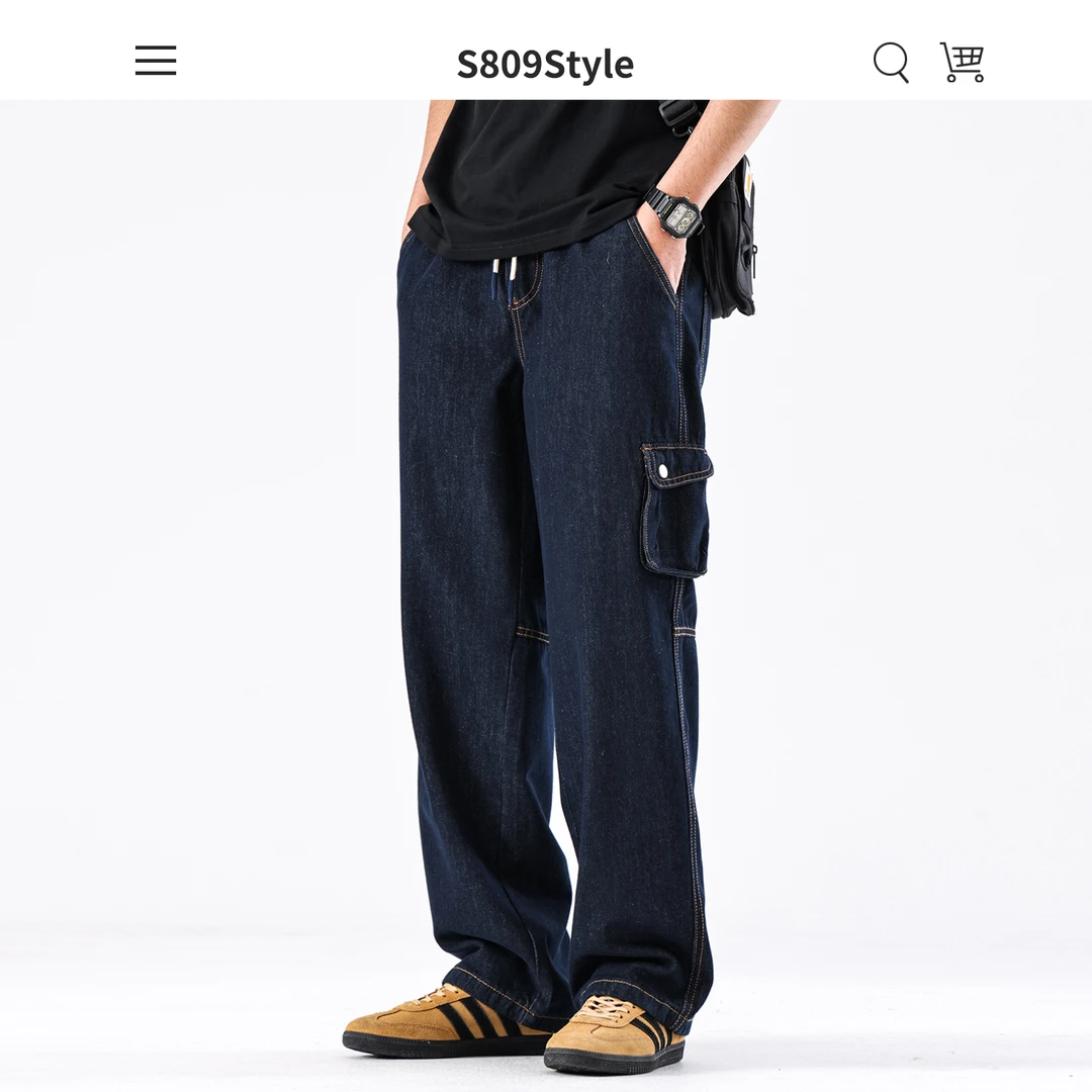 S809 原色直筒工装牛仔裤2025新款男春季美式潮牌痞帅休闲长裤子
