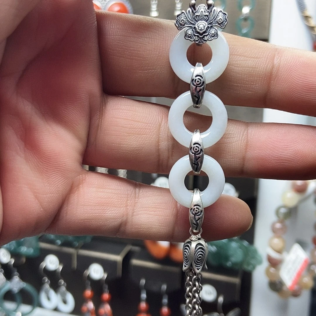 三***夜翡翠银S925镶嵌耳饰品质珠宝