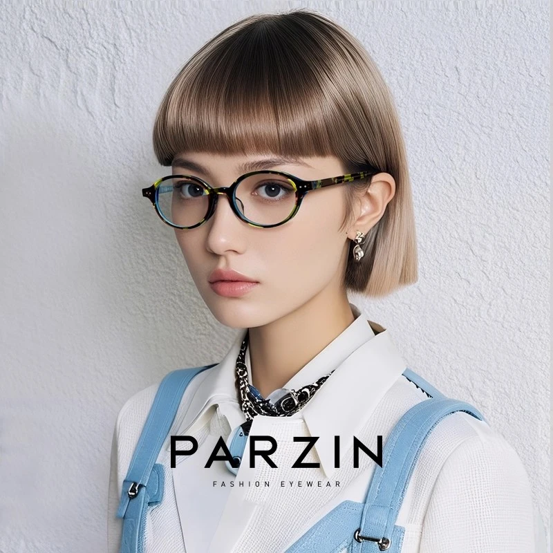 帕森文艺椭圆框素颜眼镜架近视可配度数男女同款板材轻PZ66107