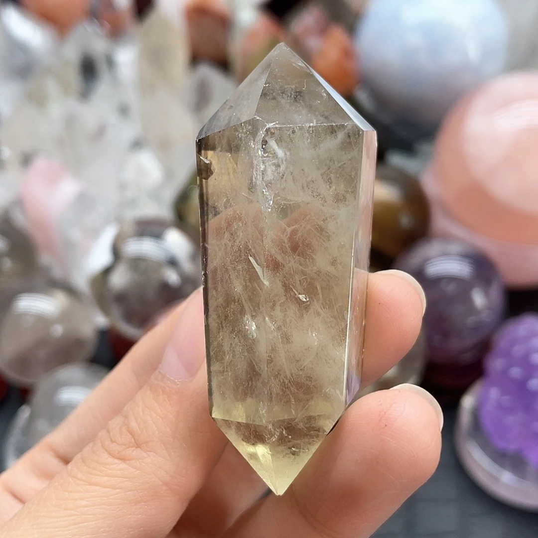 未镶嵌珠宝半成品水晶29黄水晶双尖微瑕