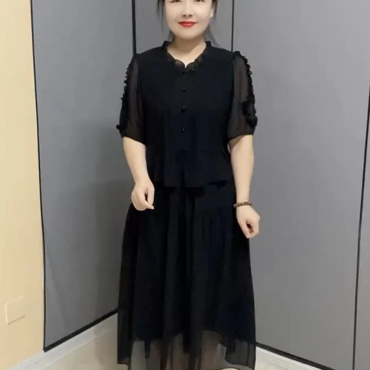 夏季新款百搭气质时尚中长款修身显瘦连衣裙A252款妈妈装连衣裙