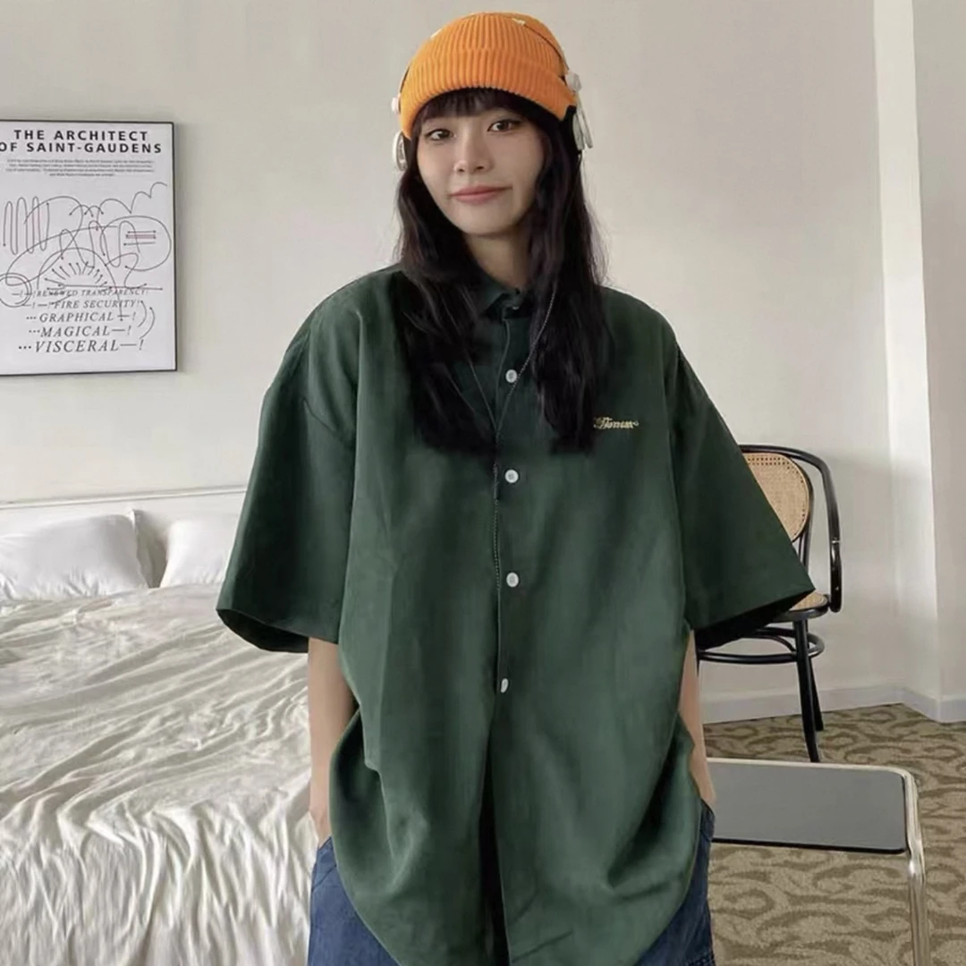 多色衬衫短袖男女宽松百搭叠穿外搭休闲-D815