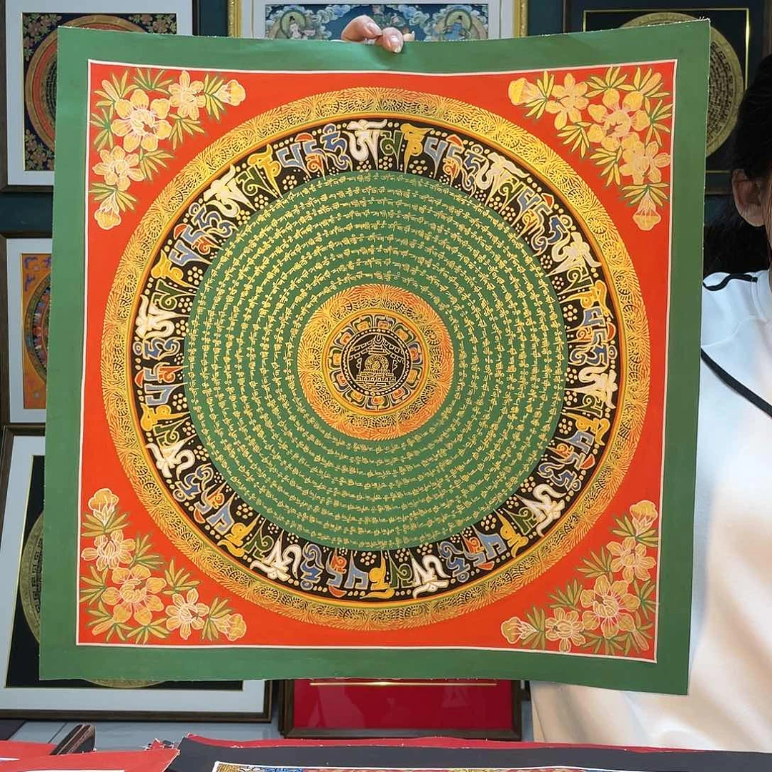 卷轴画手绘唐卡50厘米坛城六字