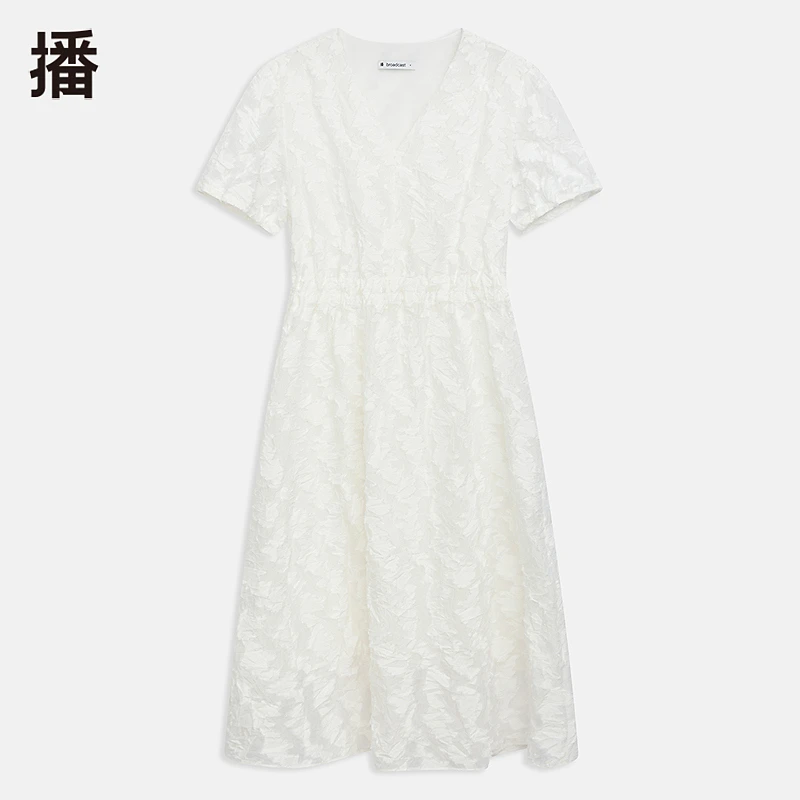 【达人专属】播蕾丝女款气质优雅V领修饰脖颈连衣裙DDR2LD5883