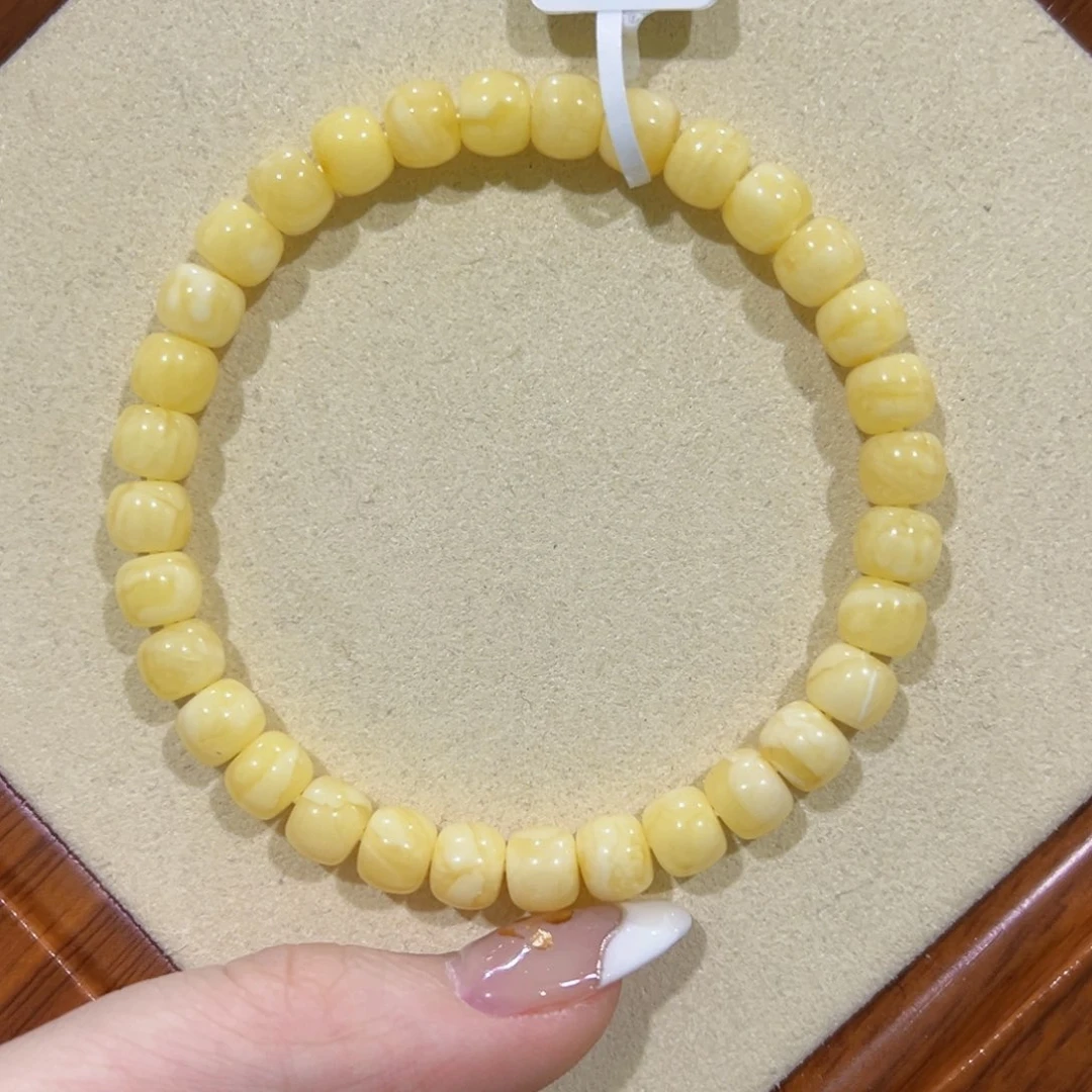 蜜蜡手链未镶嵌7m浓蜡白花