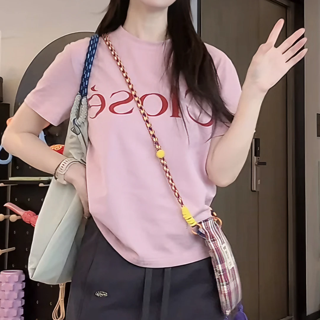 百搭短袖T恤美式字母印花时尚2025夏季新款修身显瘦休闲短袖女