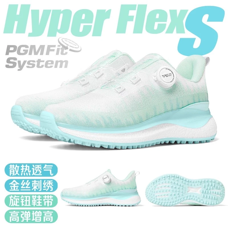 PGM高尔夫球鞋夏季女款 金丝刺绣爆米花 透气运动鞋增高鞋子XZ429