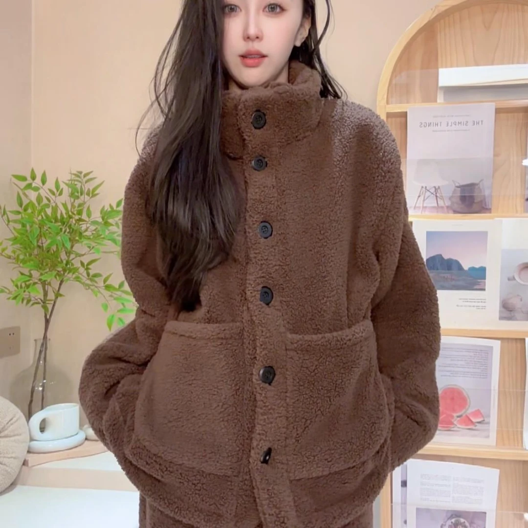 【清高定】高织高密加绒睡衣女秋冬季套装家居服保暖长袖女款