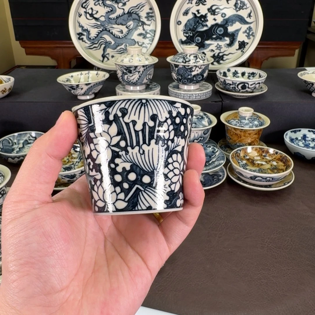 瓷片一路莲科冰桶杯元经秘旨