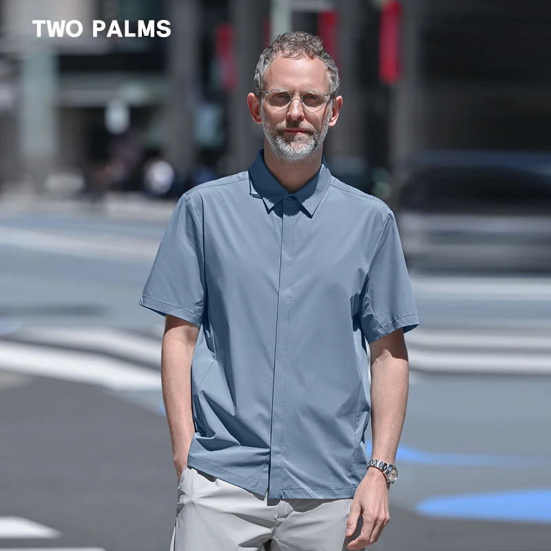 TWO PALMS  企业家 商务休闲轻量化防晒短袖衬衫男士衬衣夏季