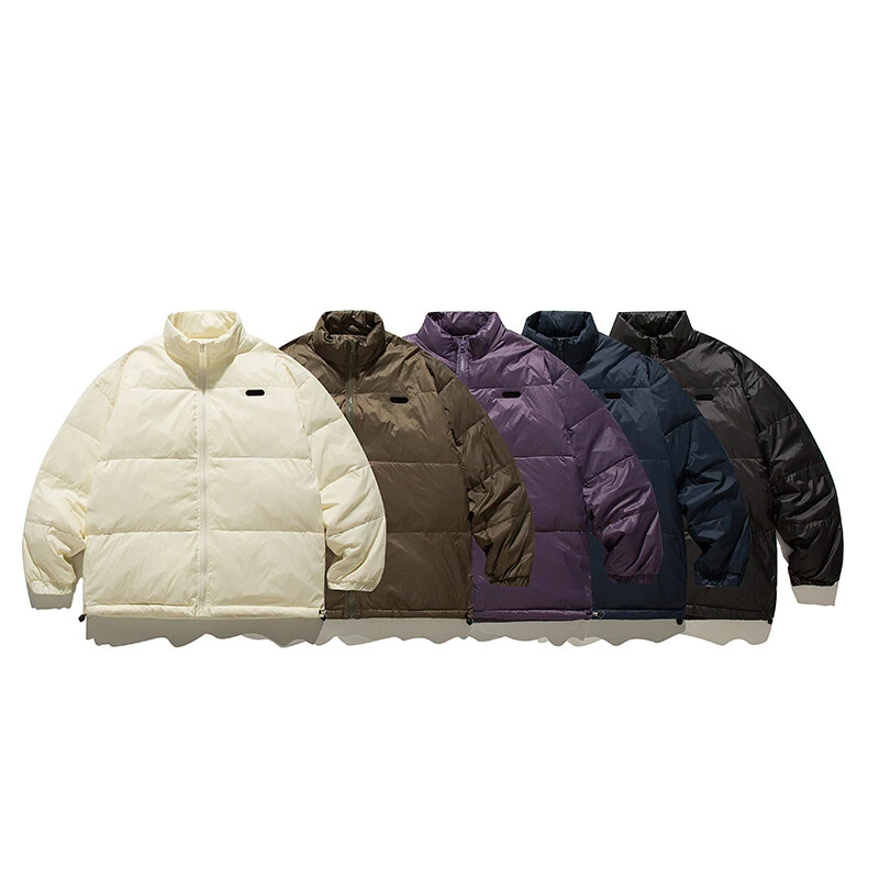 YR116冬季90白鸭绒日系复古立领羽绒服宽松保暖面包服外套