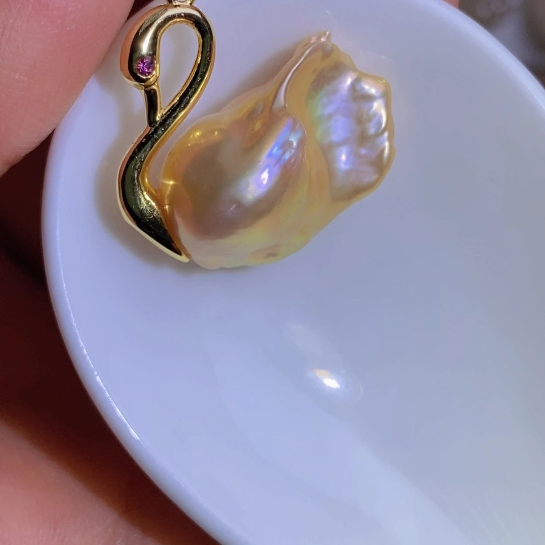 银S925镶嵌天然淡水珍珠淡水珍珠