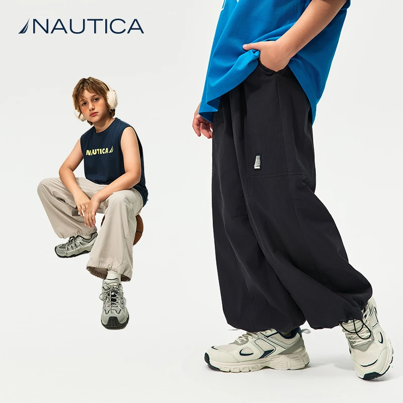 nautica/诺帝卡童装 长裤夏季薄款工装裤美式复古防蚊裤伞裤