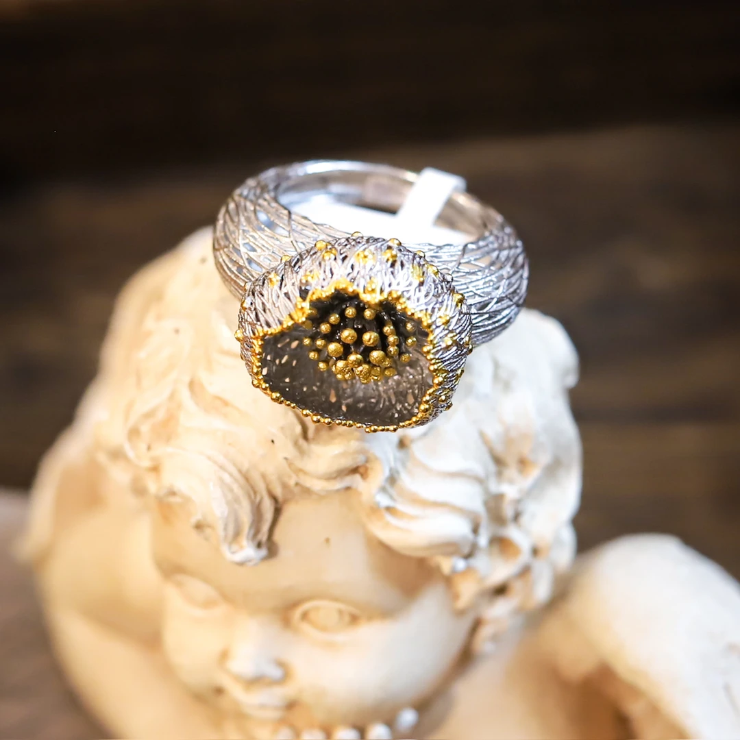 925银合成锆石戒指 意大利自然主义设计师戒指 太美了切割戒指