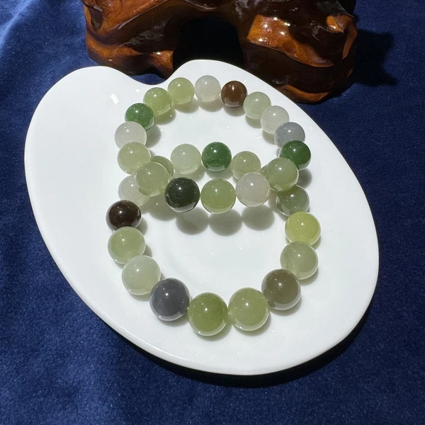 天然和田玉多宝手链-多样性发一珠径12mm-HTY164-不退不换