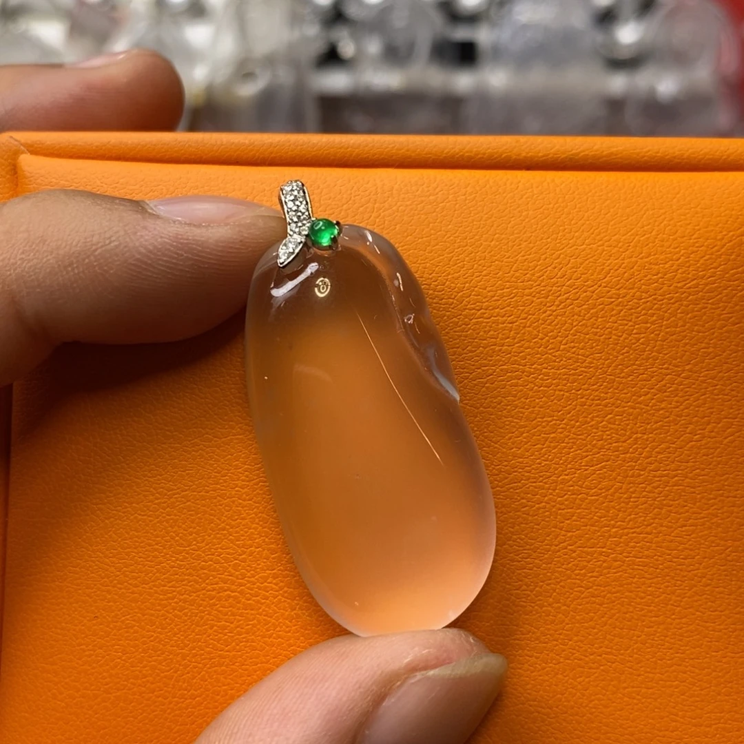 石英质玉银S925镶嵌吊坠