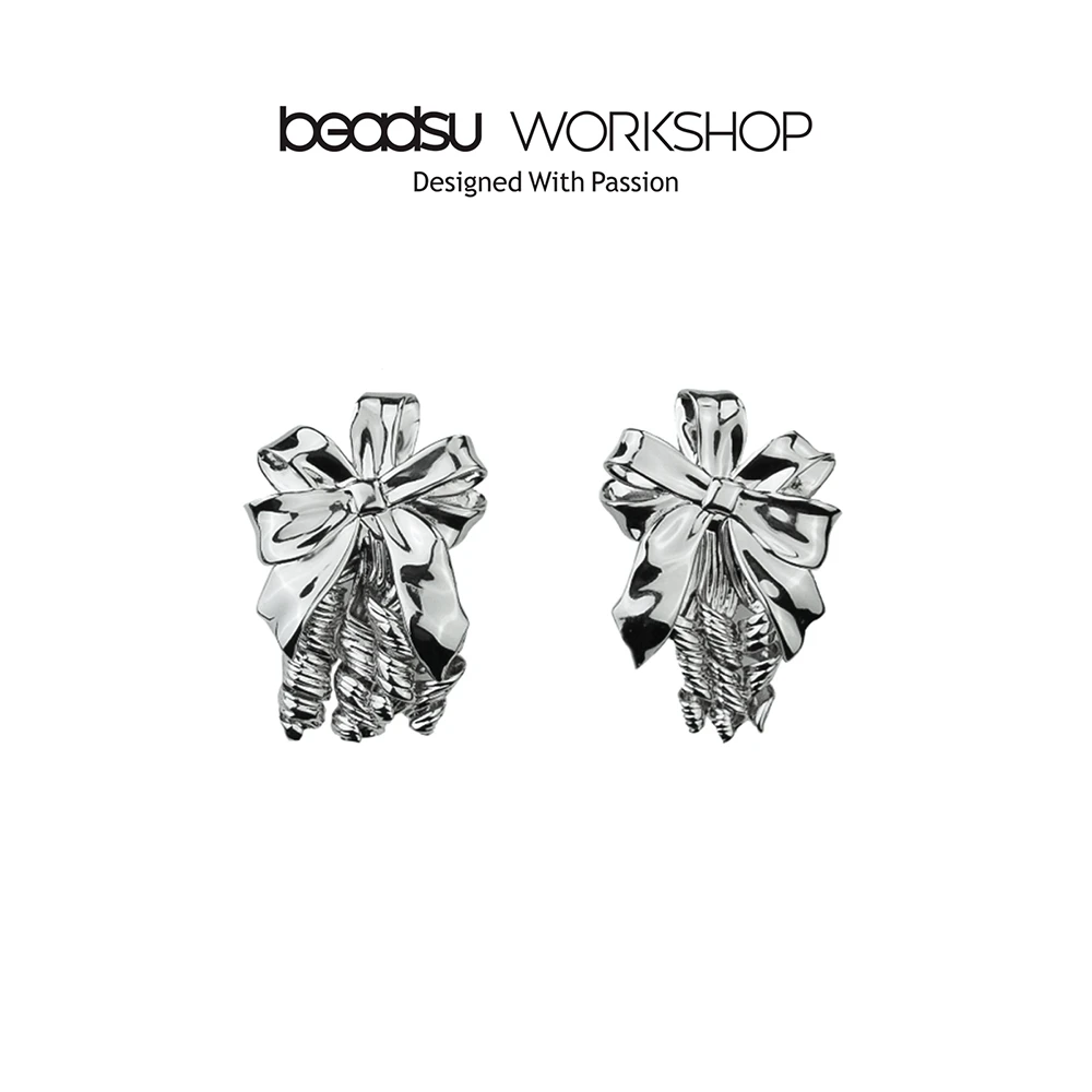 黄铜耳饰 beadsu workshop 蝴蝶结耳环 耳针款 ME076