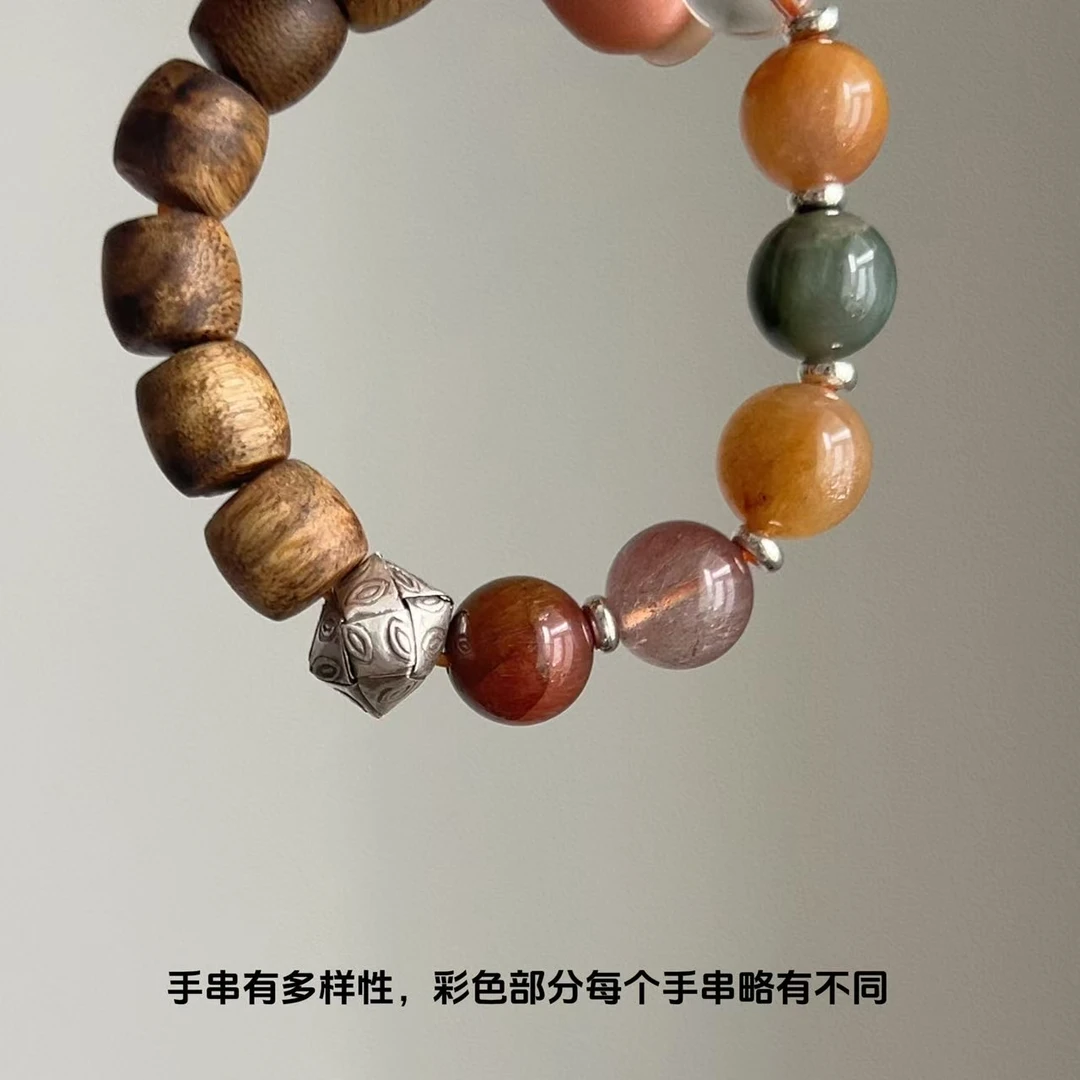 925银手链 JIUJIU【福禄寿多彩人生】手串彩色复古单圈手工0219