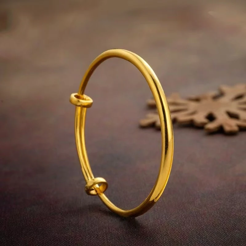 足银手镯 足银宝宝推拉手镯婴儿镯子儿童光面足银镯子满月周岁礼