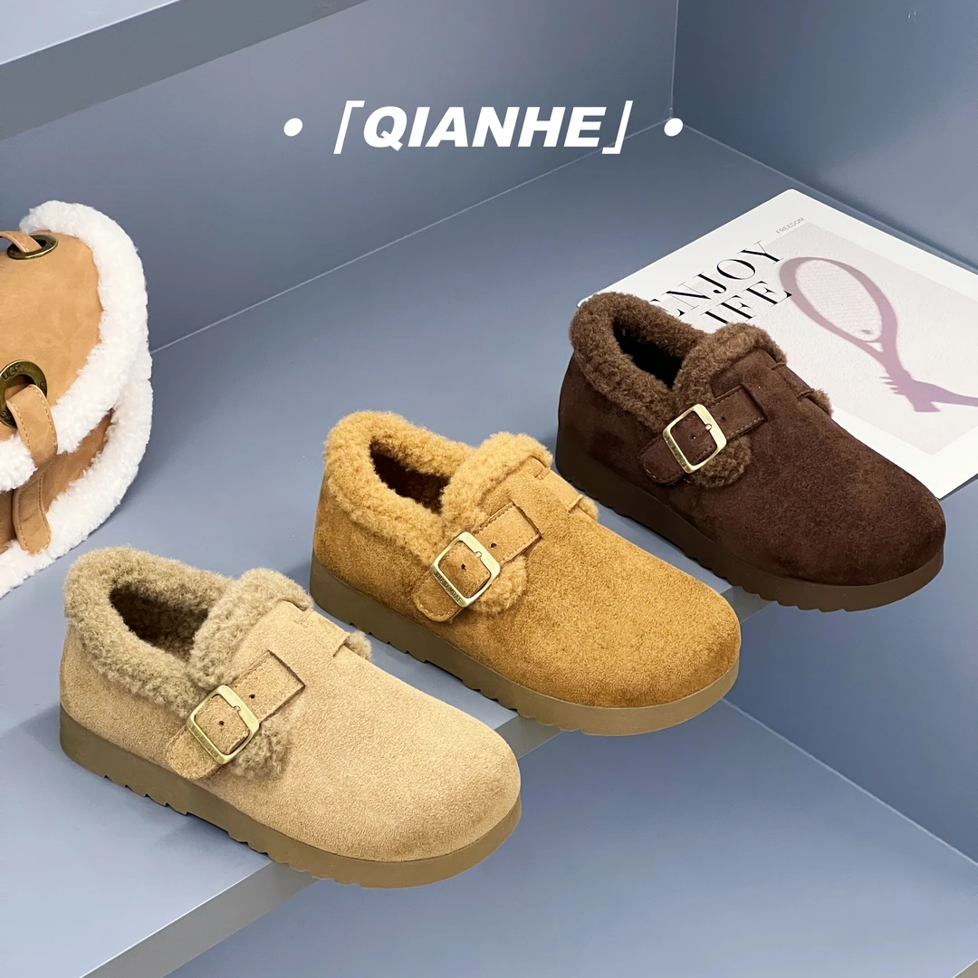 「Qan'h千合女鞋」•2025冬季复古港风加绒勃肯鞋（8987-28）