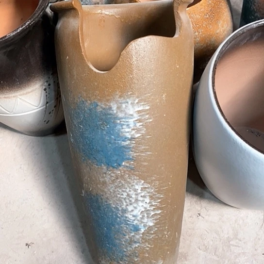 紫砂花盆口20高度45缺头黄色