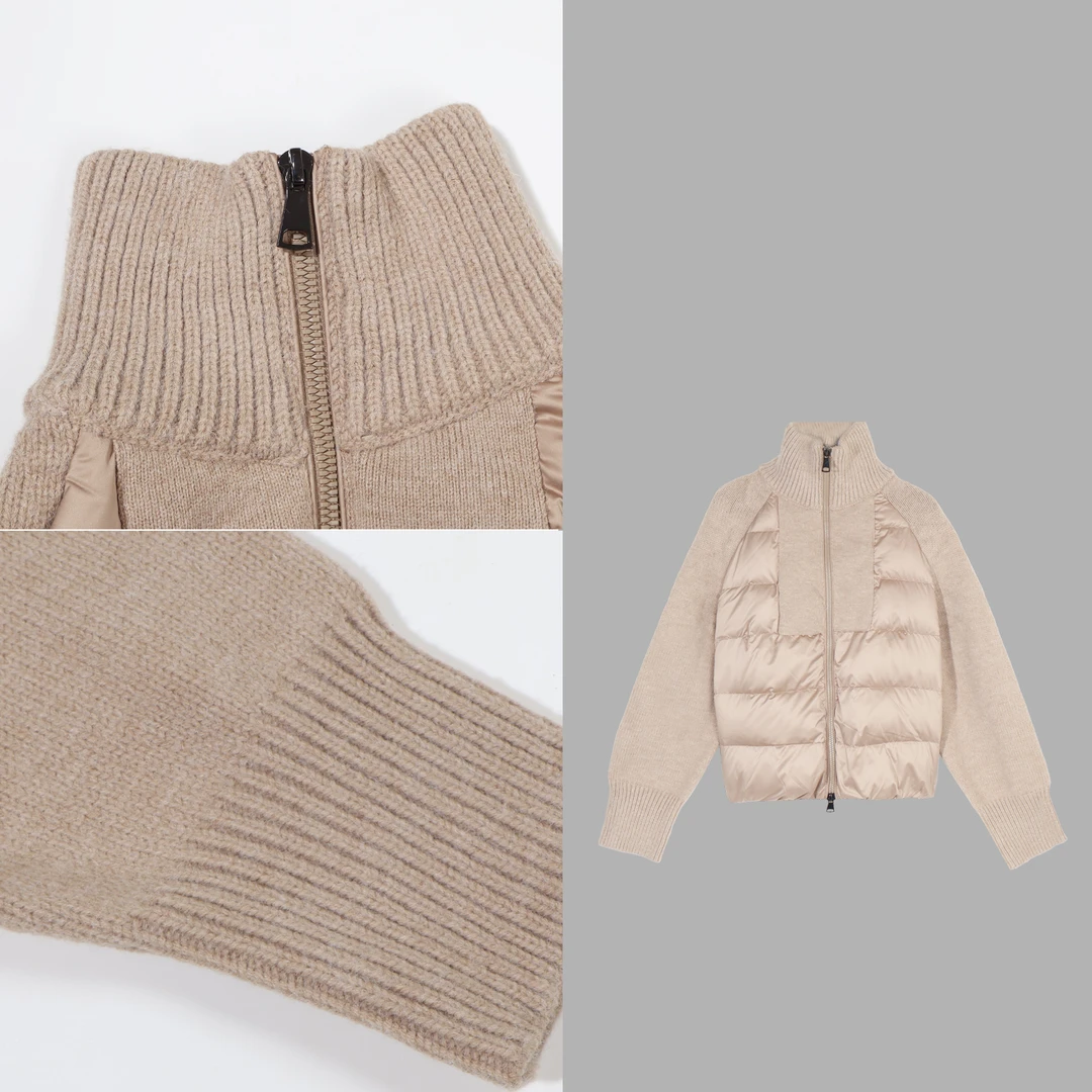 凯特丝蓓3665#【品结】保暖针织长袖拼接羽绒服外套