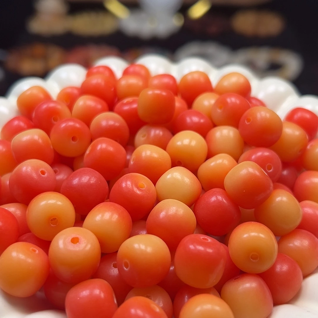 菩提根/象牙果手串卡13晚霞橘桶500颗