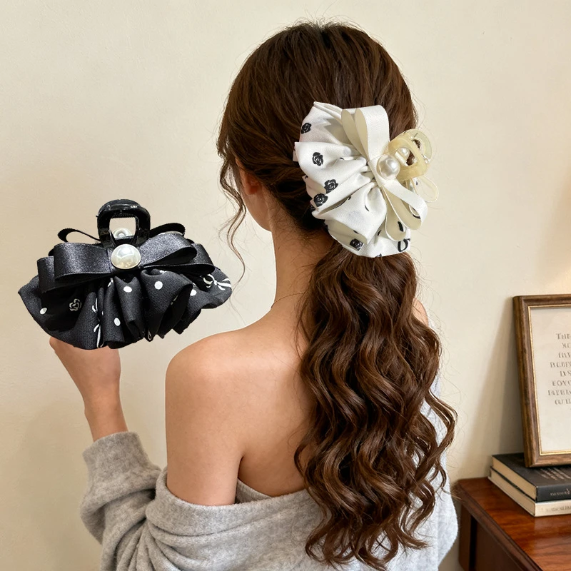 蝴蝶结小裙子抓夹女高级感气质发夹后脑勺半扎发夹卡显发量头饰